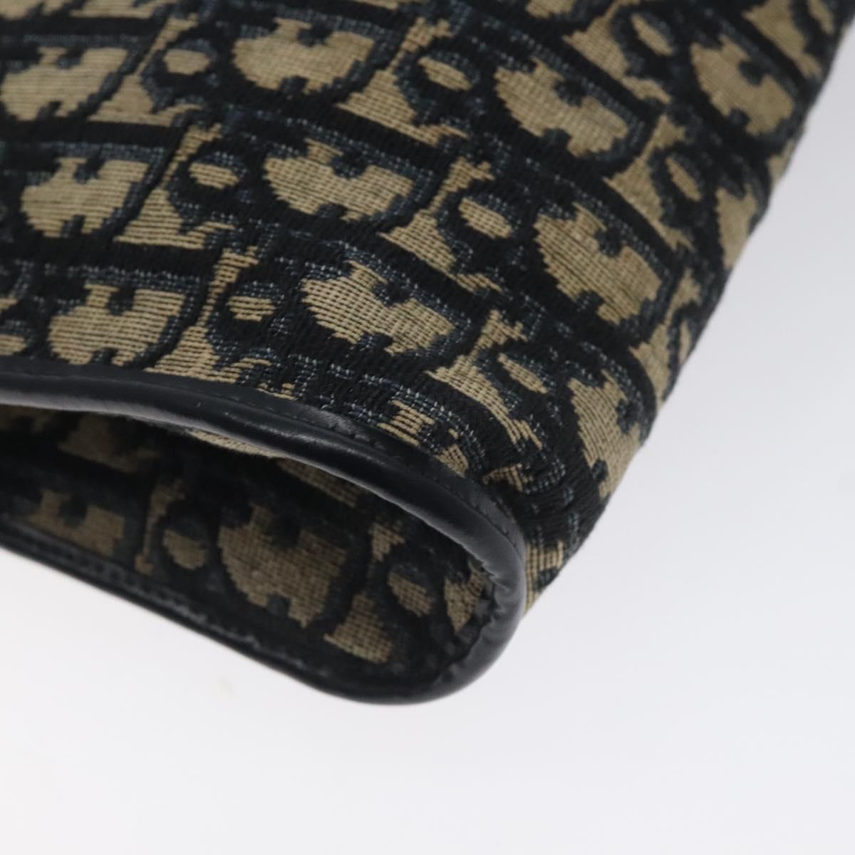 Christian Dior Trotter Canvas Shoulder Bag Navy Gold Auth 128445