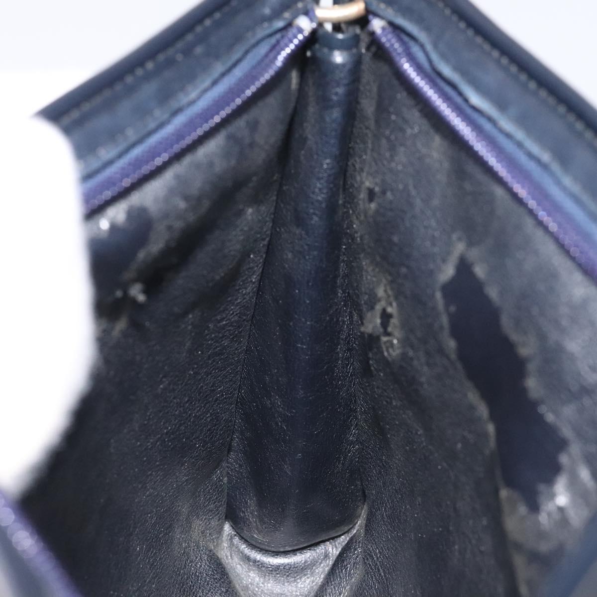 Christian Dior Trotter Canvas Shoulder Bag Navy Gold Auth 128445