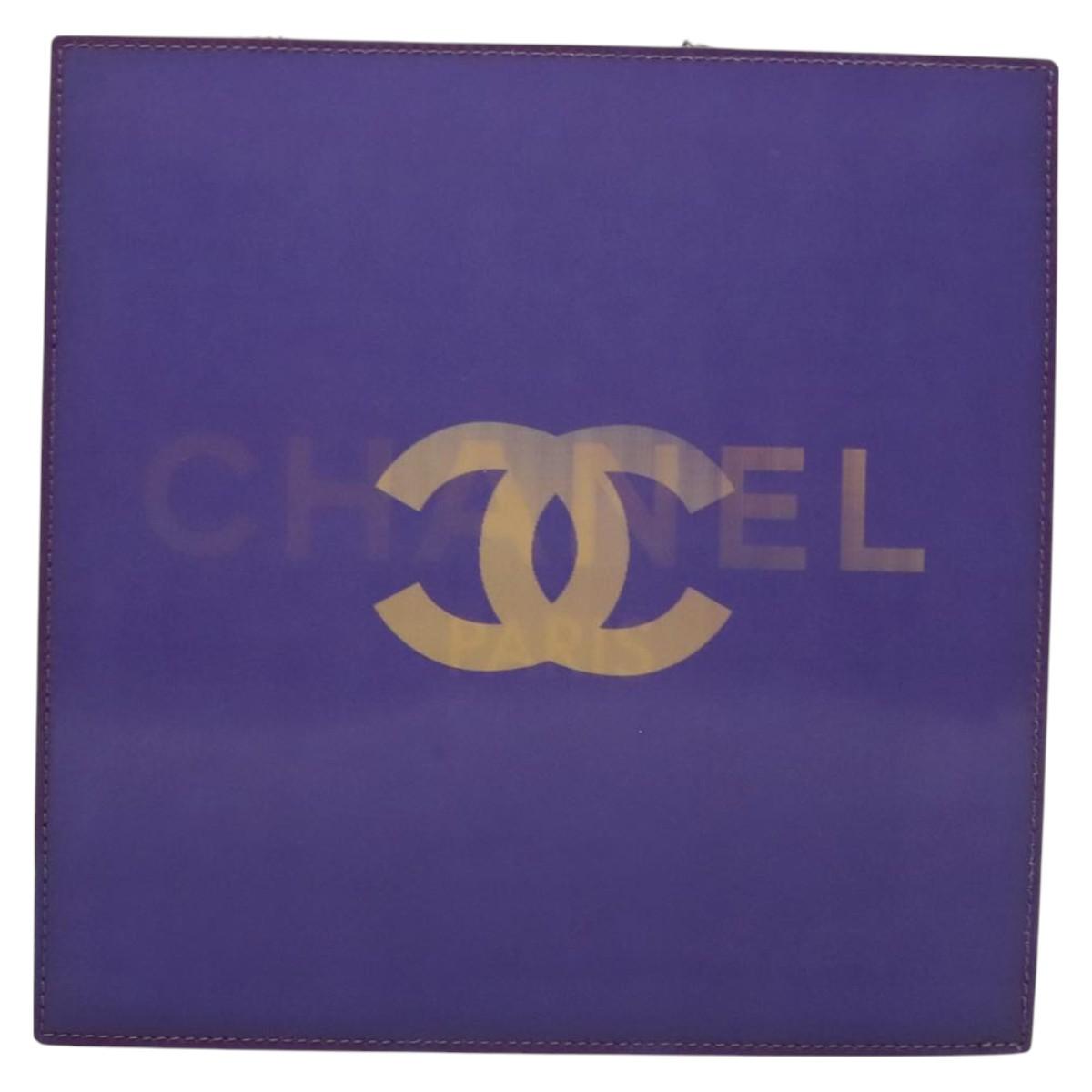 CHANEL Hologram Chain Shoulder Bag Vinyl Purple CC Auth 128454V