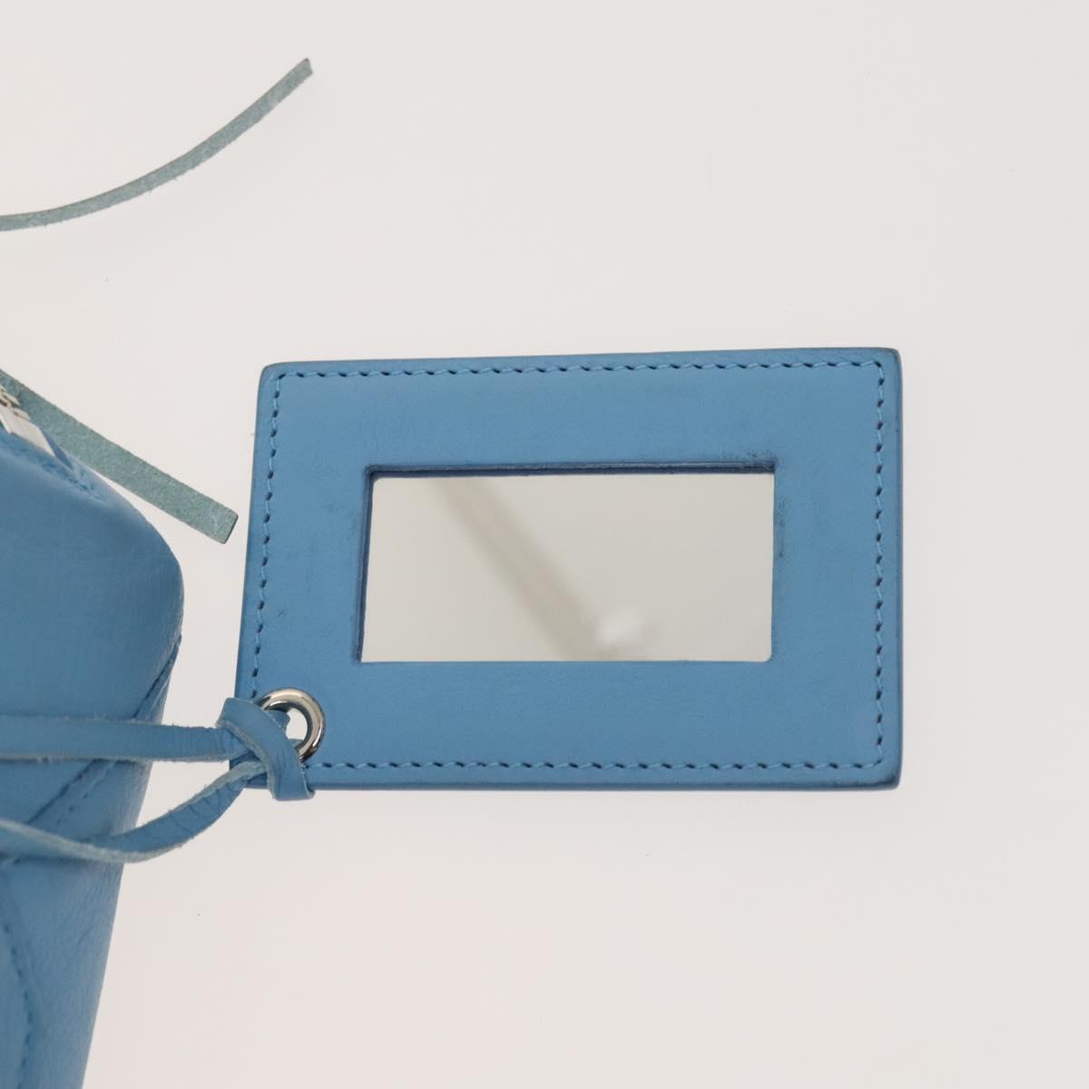BALENCIAGA The Paper Hand Bag Leather 2way Light Blue Silver 370926 Auth 128459