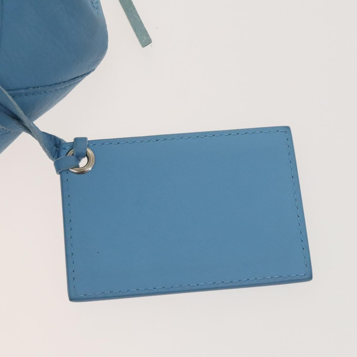 BALENCIAGA The Paper Hand Bag Leather 2way Light Blue Silver 370926 Auth 128459