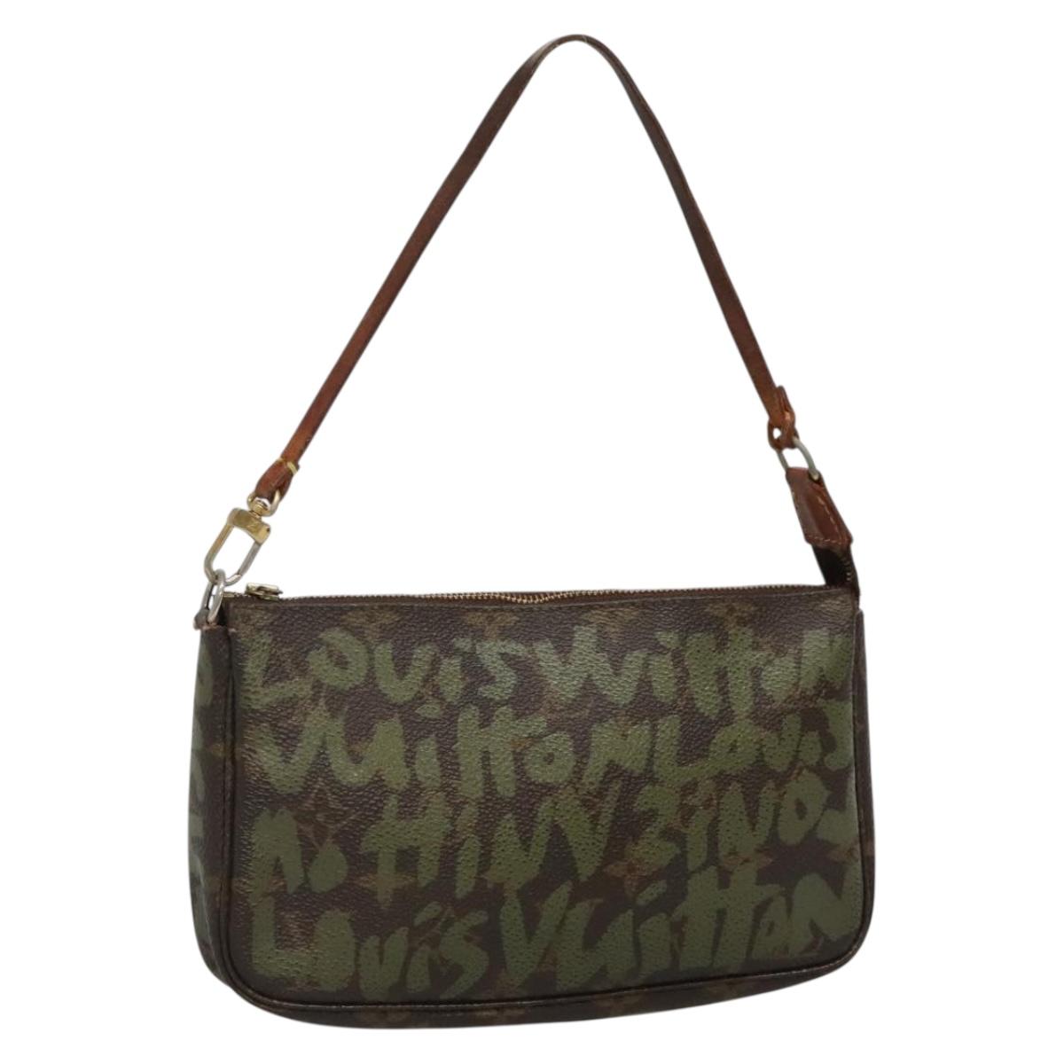 LOUIS VUITTON Graffiti Pochette Accessoires Pouch Khaki M92191 LV Auth 128465