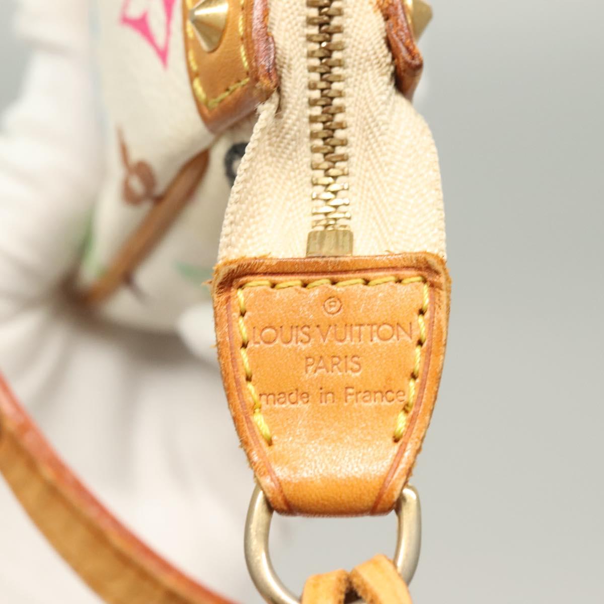 LOUIS VUITTON Multicolor Pochette Accessoires Pouch White M92649 LV Auth 128470V