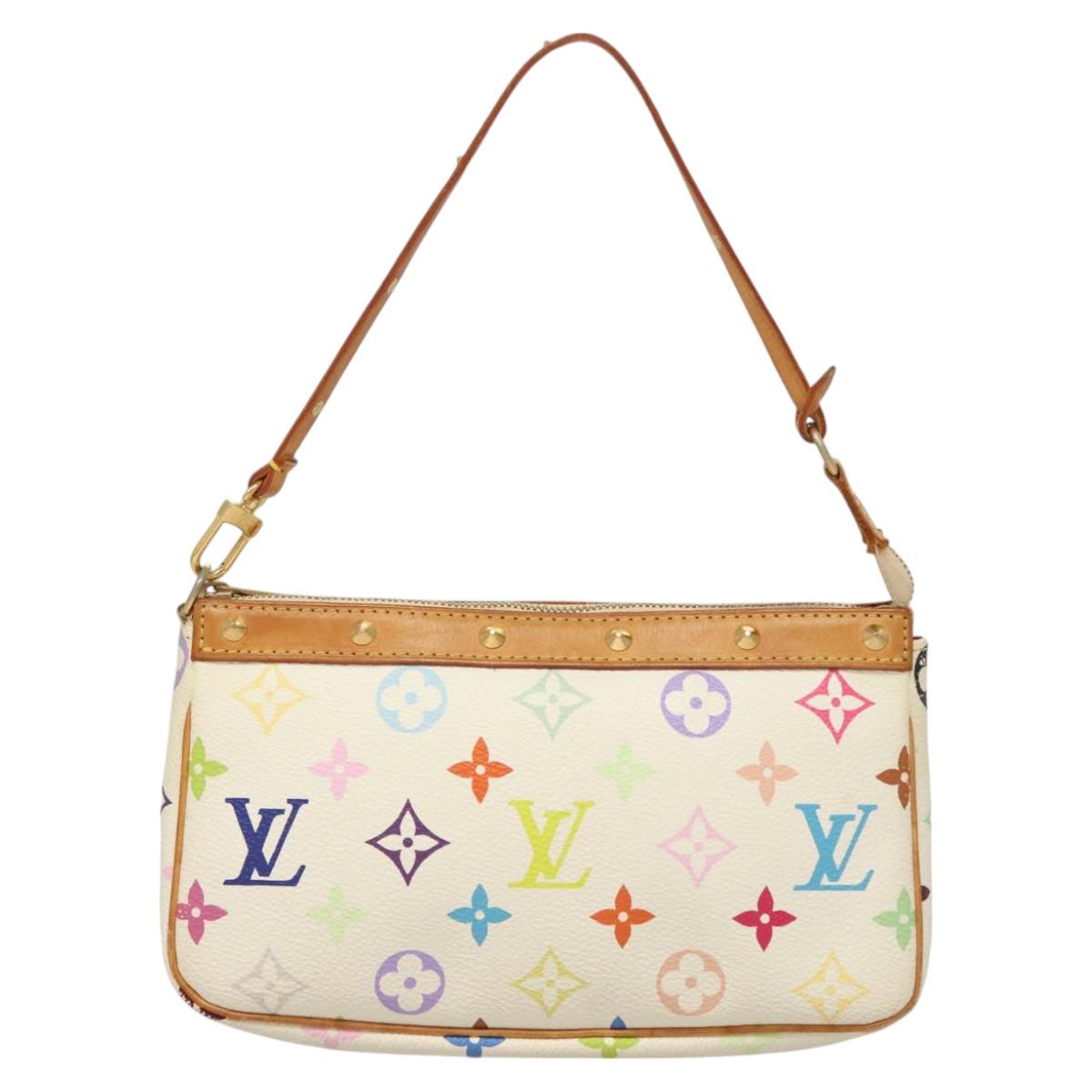 LOUIS VUITTON Multicolor Pochette Accessoires Pouch White M92649 LV Auth 128470V