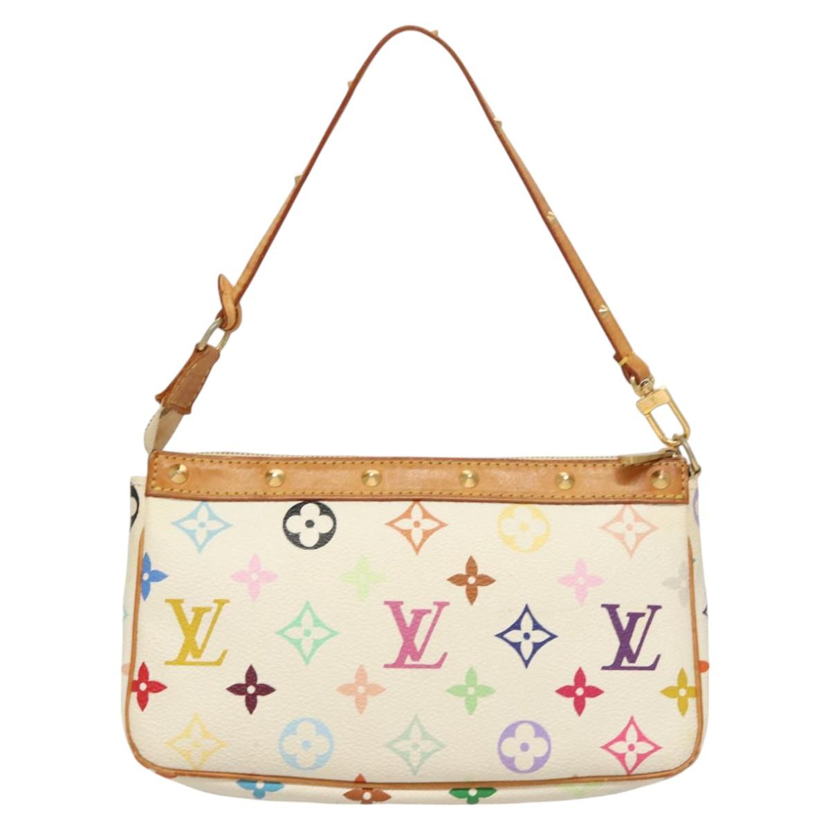 LOUIS VUITTON Multicolor Pochette Accessoires Pouch White M92649 LV Auth 128470V