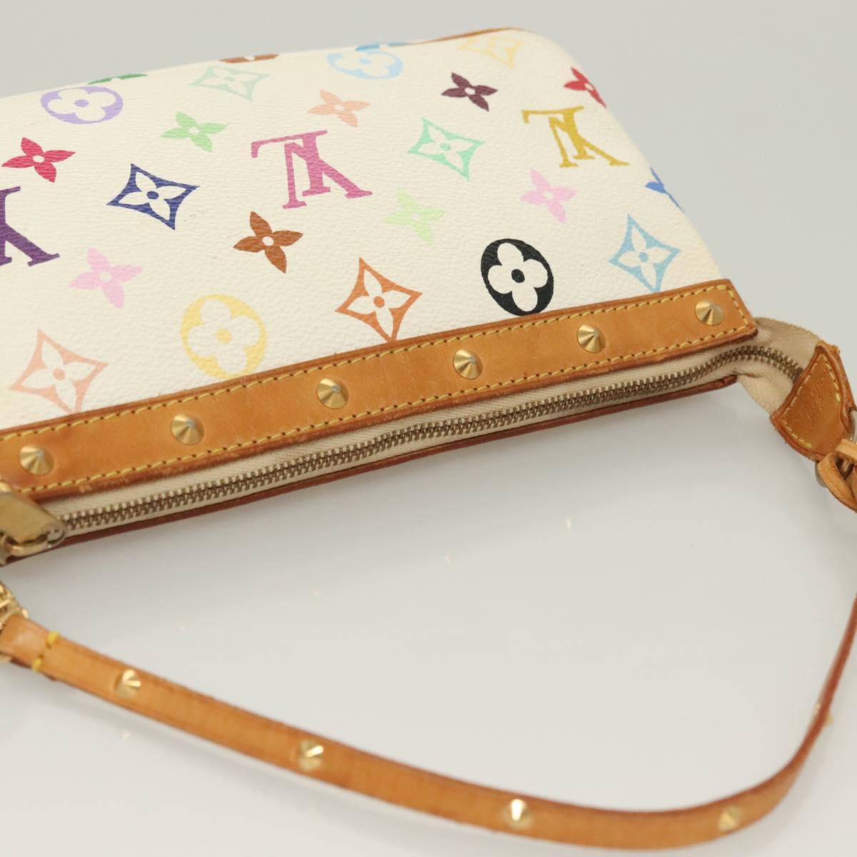 LOUIS VUITTON Multicolor Pochette Accessoires Pouch White M92649 LV Auth 128470V
