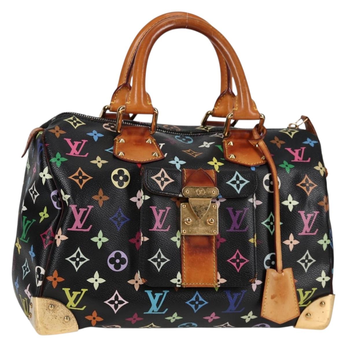 LOUIS VUITTON Monogram Multicolor Speedy 30 Hand Bag Black M92642 Auth 128485V
