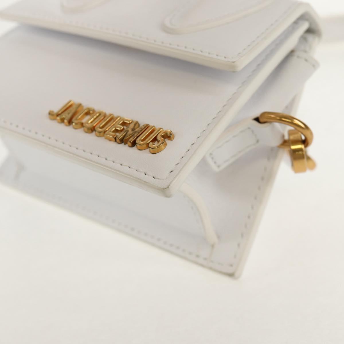 JACQUEMUS Mini Hand Bag Leather 2way White Gold Auth 128500M