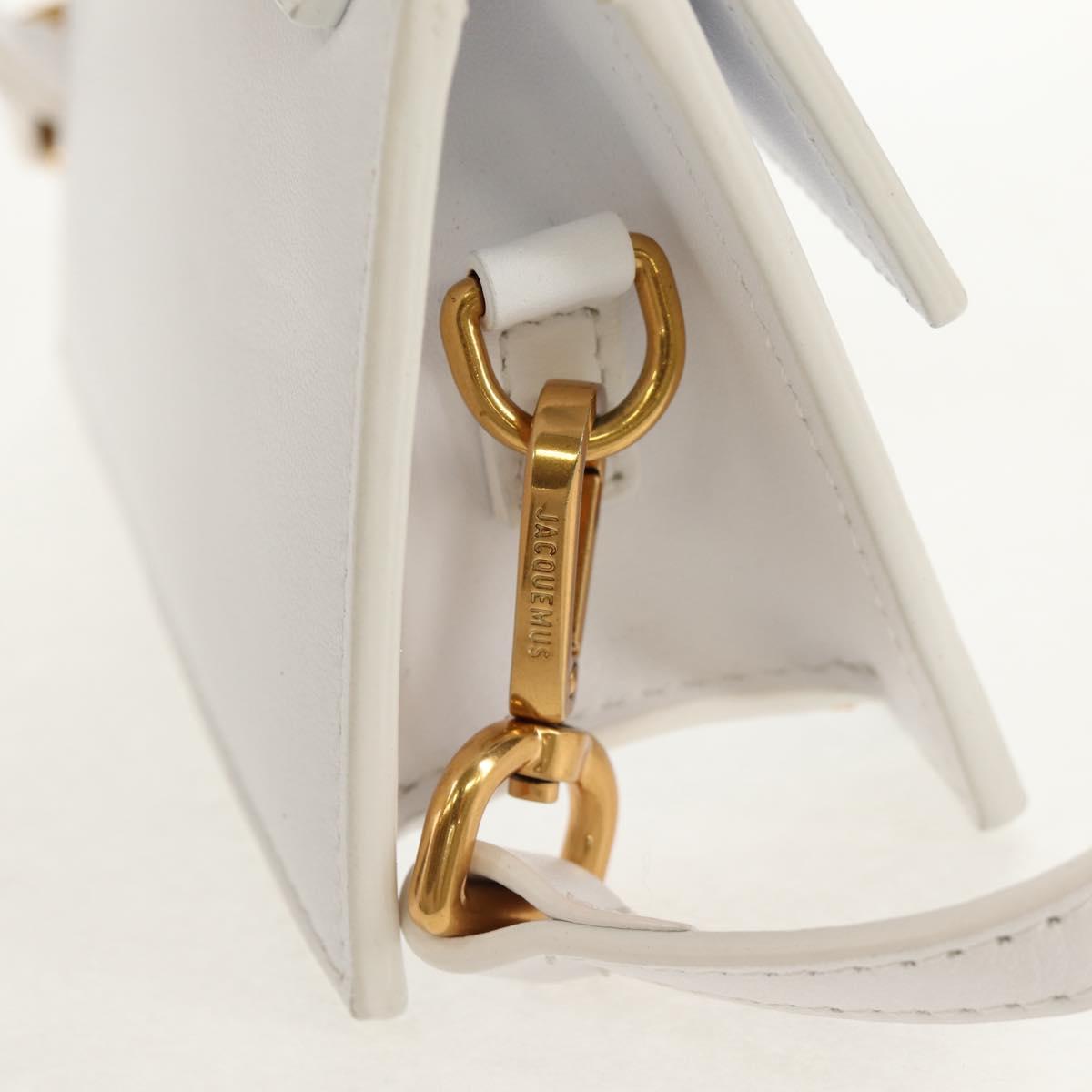 JACQUEMUS Mini Hand Bag Leather 2way White Gold Auth 128500M