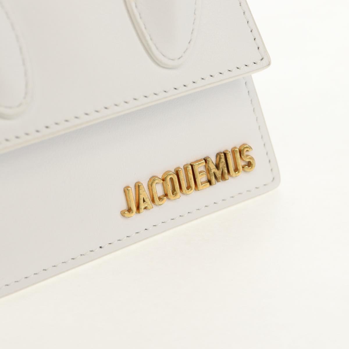 JACQUEMUS Mini Hand Bag Leather 2way White Gold Auth 128500M