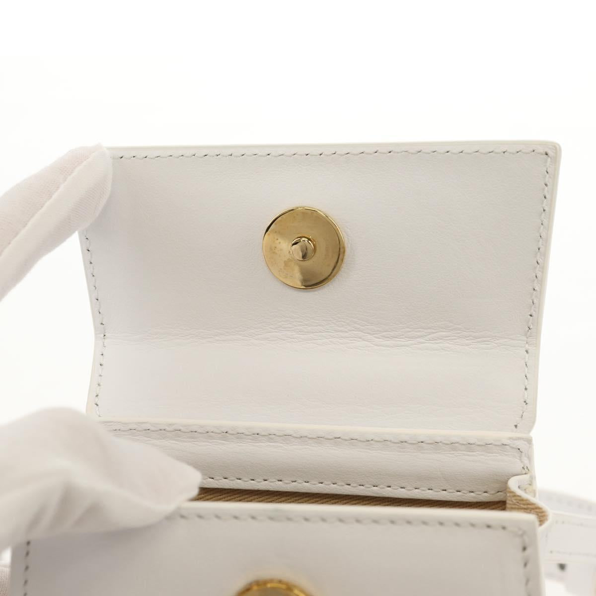 JACQUEMUS Mini Hand Bag Leather 2way White Gold Auth 128500M
