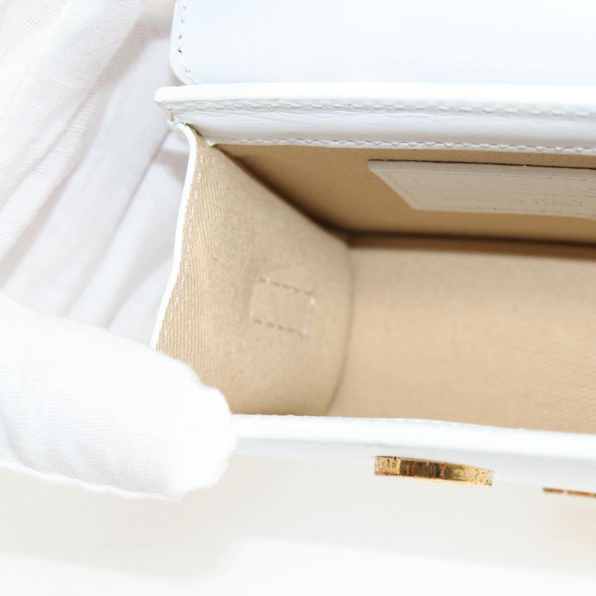 JACQUEMUS Mini Hand Bag Leather 2way White Gold Auth 128500M