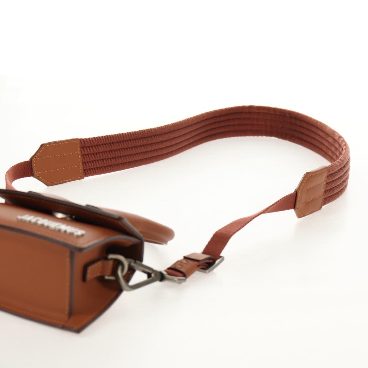 JACQUEMUS Mini Hand Bag Leather 2way Brown Gold Auth 128501M