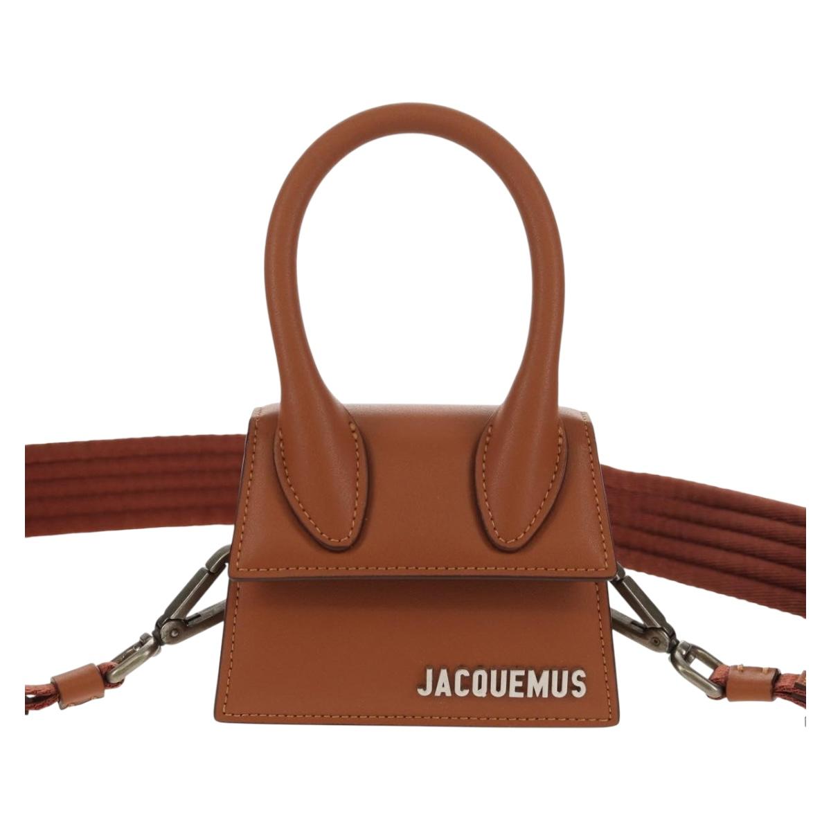 JACQUEMUS Mini Hand Bag Leather 2way Brown Gold Auth 128501M