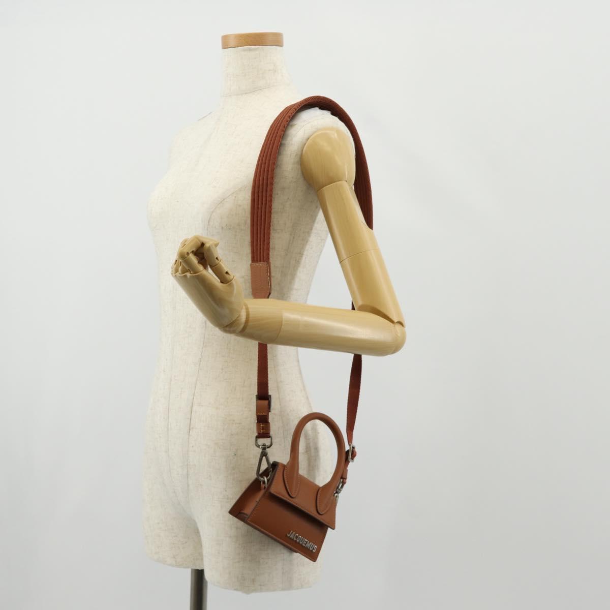 JACQUEMUS Mini Hand Bag Leather 2way Brown Gold Auth 128501M