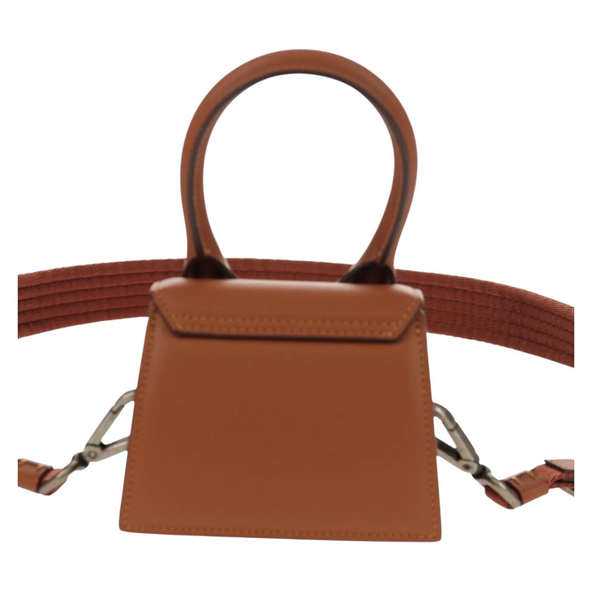 JACQUEMUS Mini Hand Bag Leather 2way Brown Gold Auth 128501M