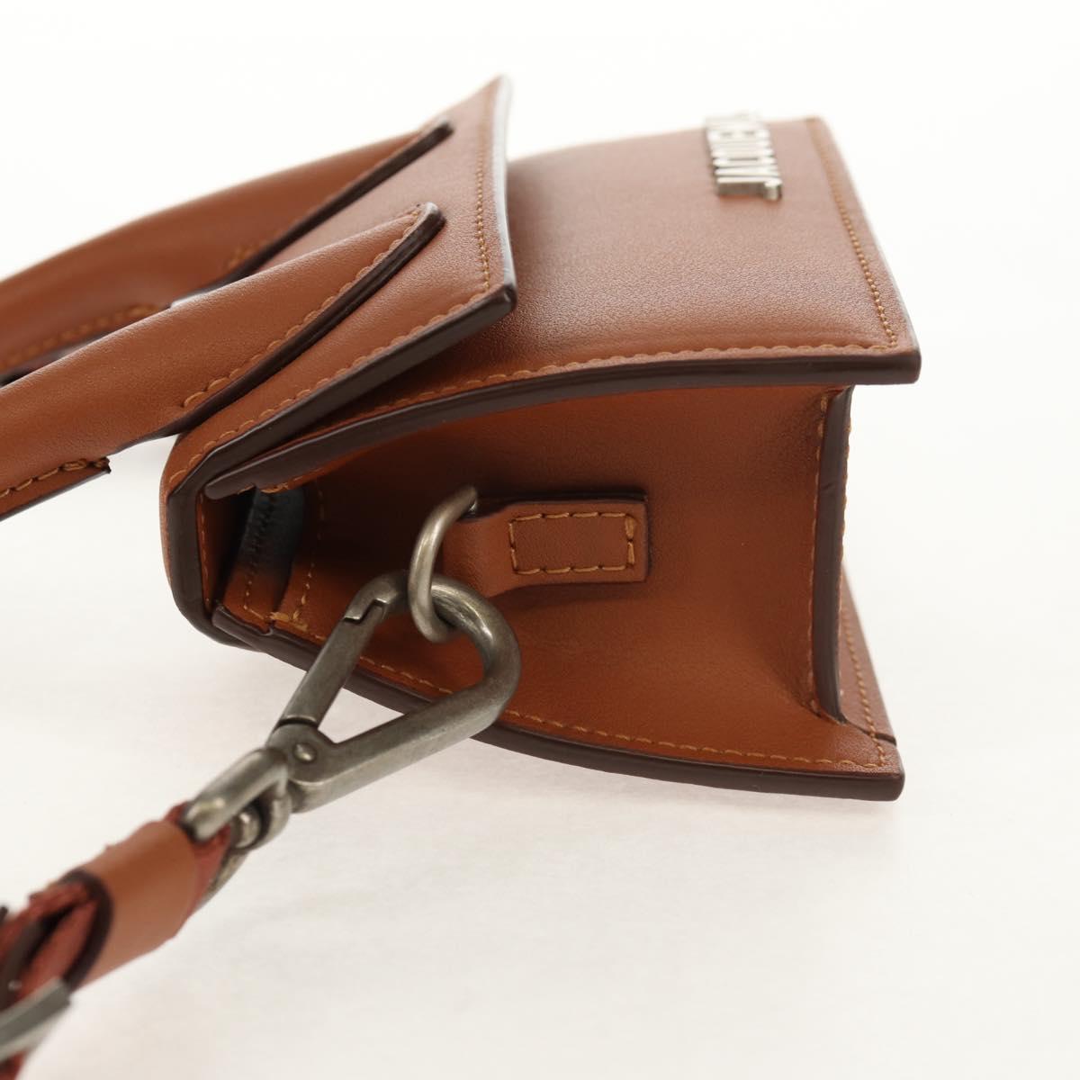 JACQUEMUS Mini Hand Bag Leather 2way Brown Gold Auth 128501M