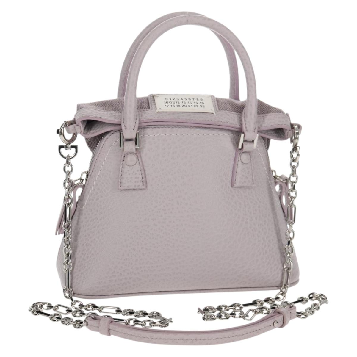 Maison Margiela Chain Shoulder Bag Leather 2way Pastel Purple Auth 128503M