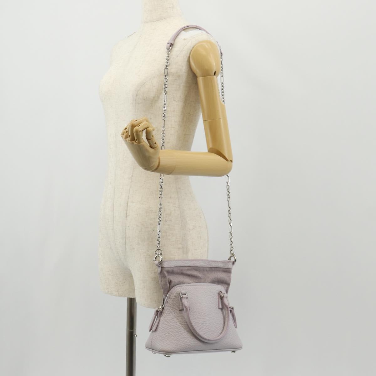 Maison Margiela Chain Shoulder Bag Leather 2way Pastel Purple Auth 128503M
