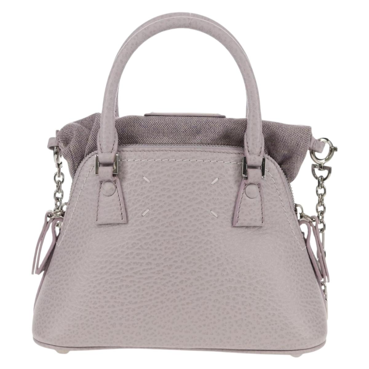 Maison Margiela Chain Shoulder Bag Leather 2way Pastel Purple Auth 128503M