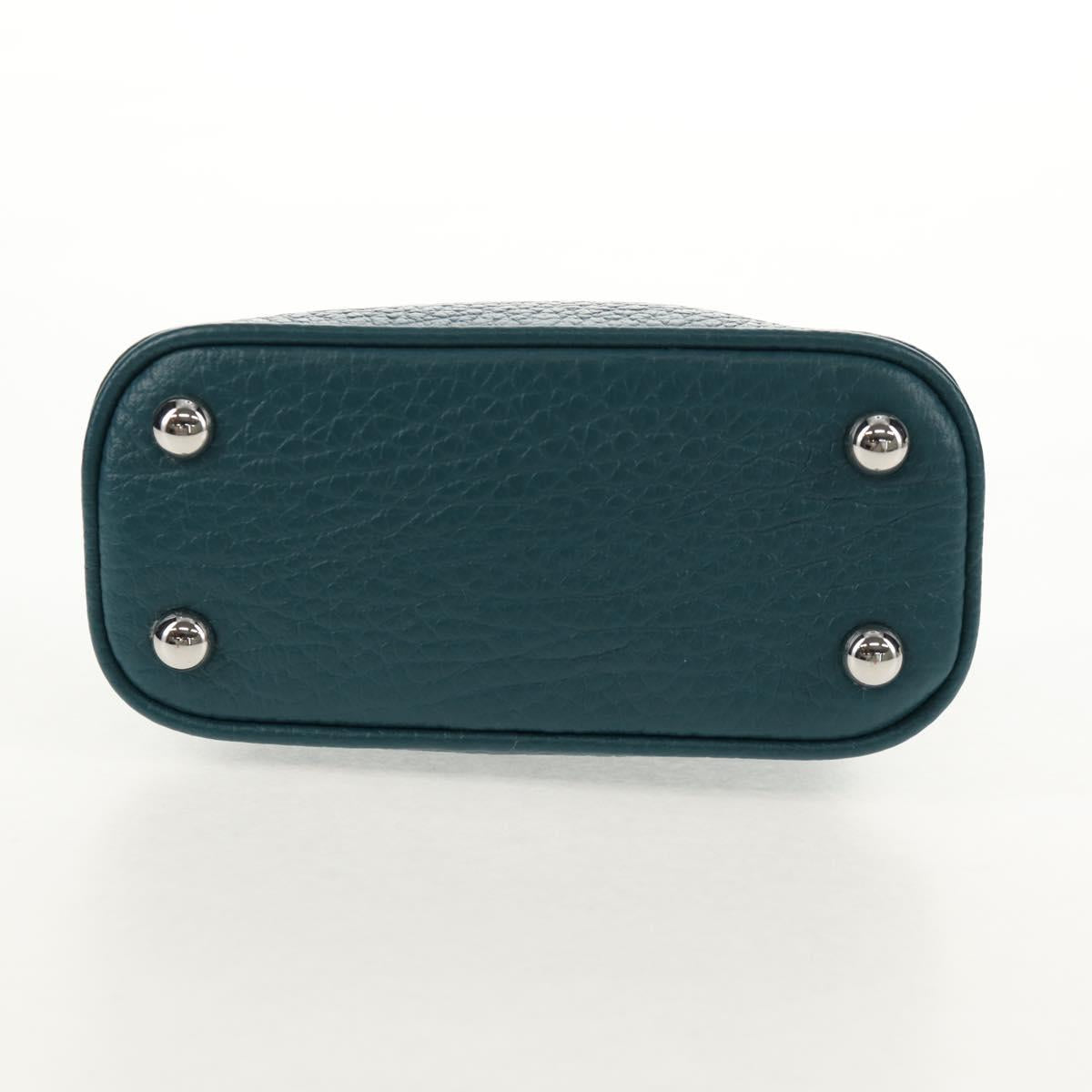 Maison Margiela Mini Hand Bag Leather 2way Blue Silver Auth 128504M