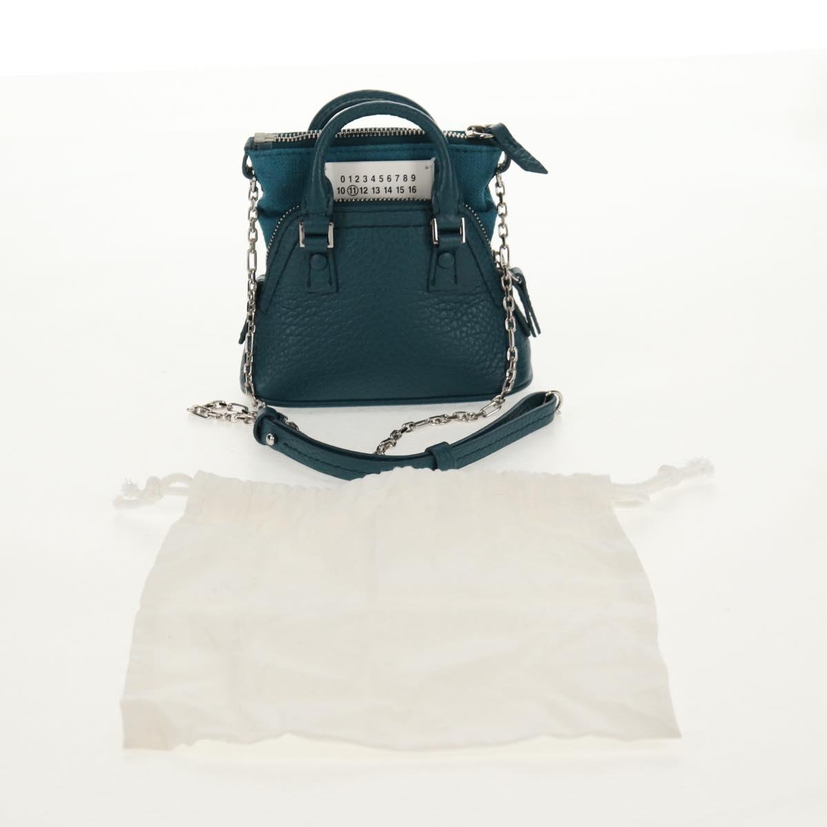 Maison Margiela Mini Hand Bag Leather 2way Blue Silver Auth 128504M
