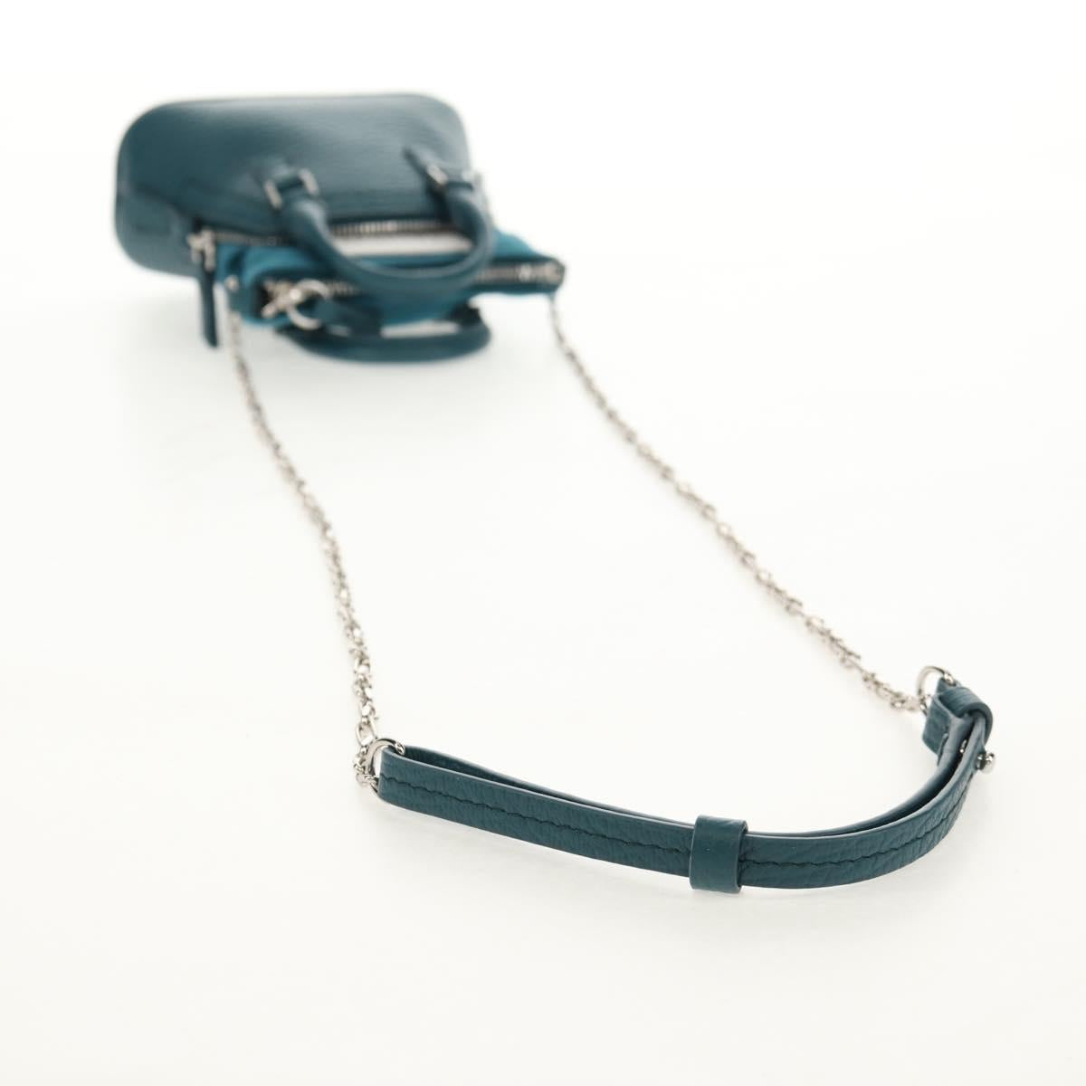 Maison Margiela Mini Hand Bag Leather 2way Blue Silver Auth 128504M