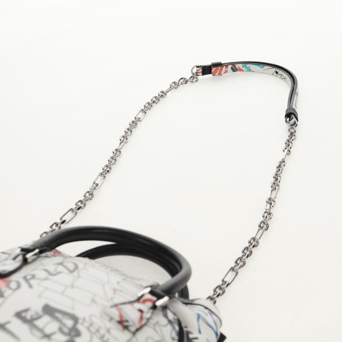 Maison Margiela Chain Hand Bag Leather 2way White Black Silver Auth 128505M