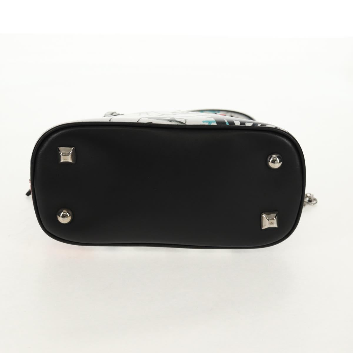Maison Margiela Chain Hand Bag Leather 2way White Black Silver Auth 128505M
