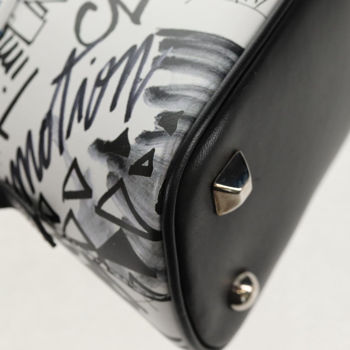Maison Margiela Chain Hand Bag Leather 2way White Black Silver Auth 128505M
