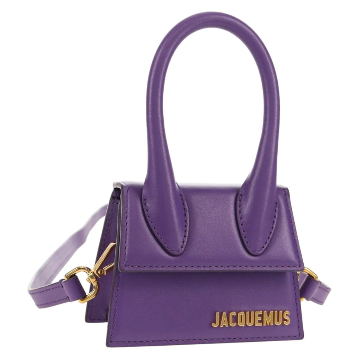 JACQUEMUS Mini Hand Bag Leather 2way Purple Gold Auth 128506M