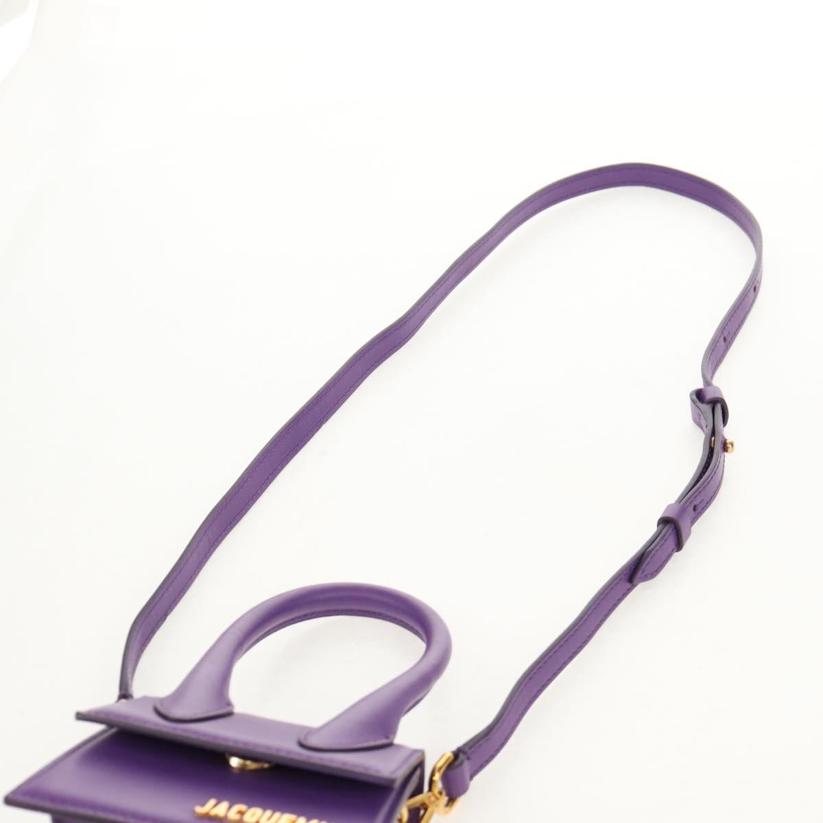 JACQUEMUS Mini Hand Bag Leather 2way Purple Gold Auth 128506M
