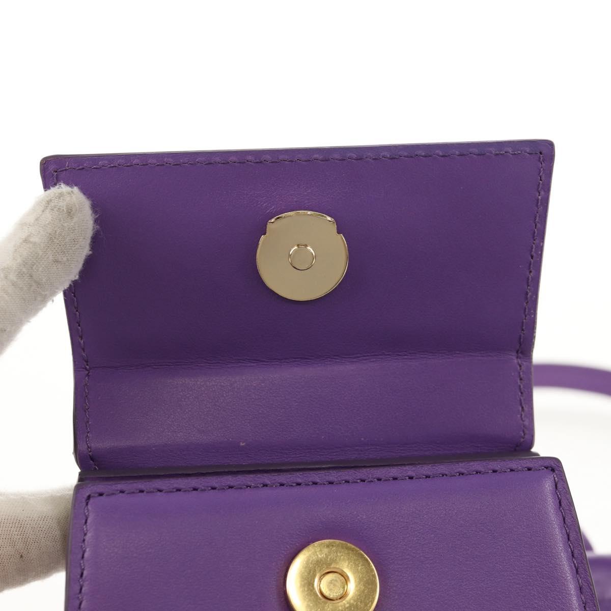 JACQUEMUS Mini Hand Bag Leather 2way Purple Gold Auth 128506M