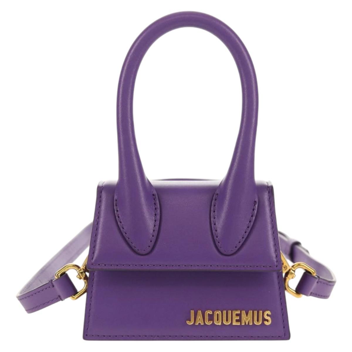 JACQUEMUS Mini Hand Bag Leather 2way Purple Gold Auth 128506M