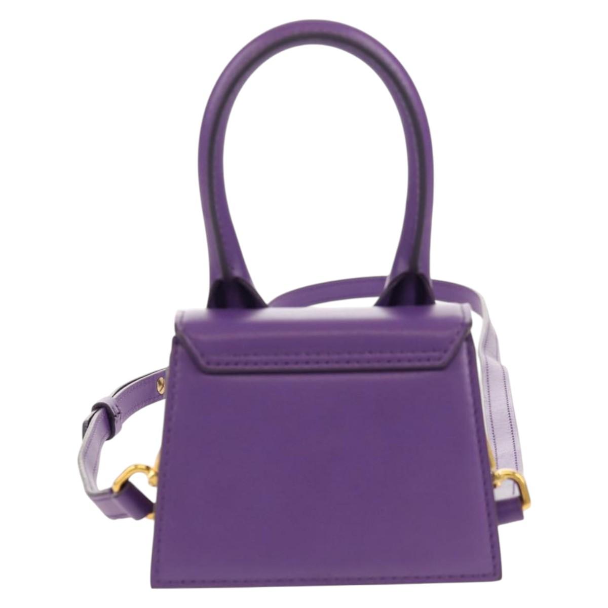 JACQUEMUS Mini Hand Bag Leather 2way Purple Gold Auth 128506M