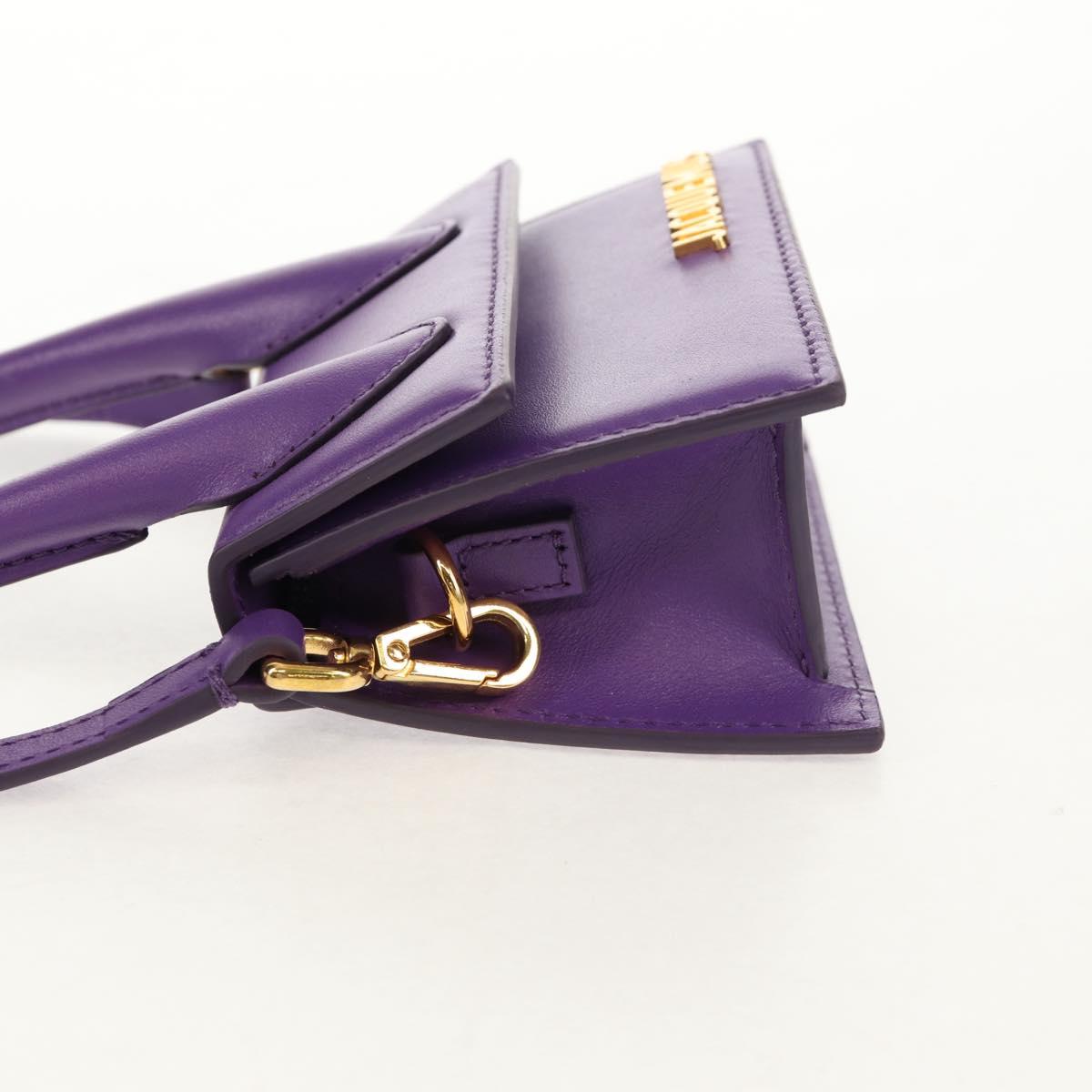 JACQUEMUS Mini Hand Bag Leather 2way Purple Gold Auth 128506M