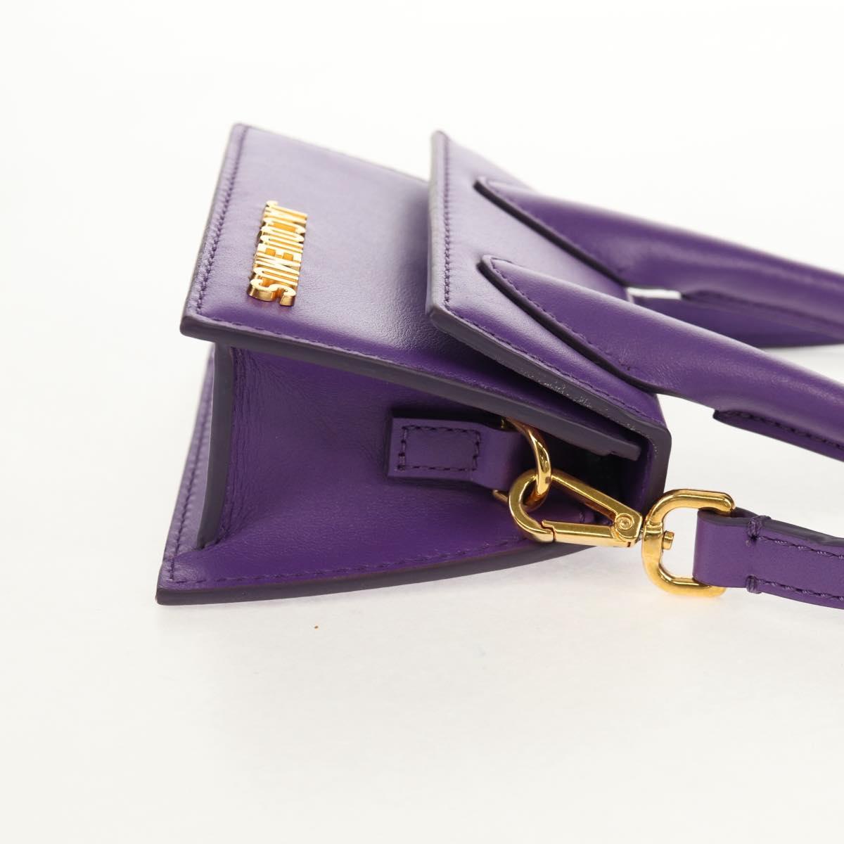JACQUEMUS Mini Hand Bag Leather 2way Purple Gold Auth 128506M