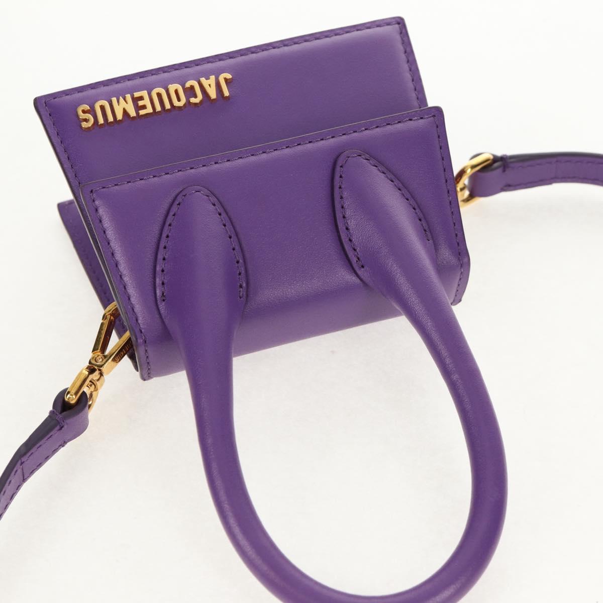JACQUEMUS Mini Hand Bag Leather 2way Purple Gold Auth 128506M
