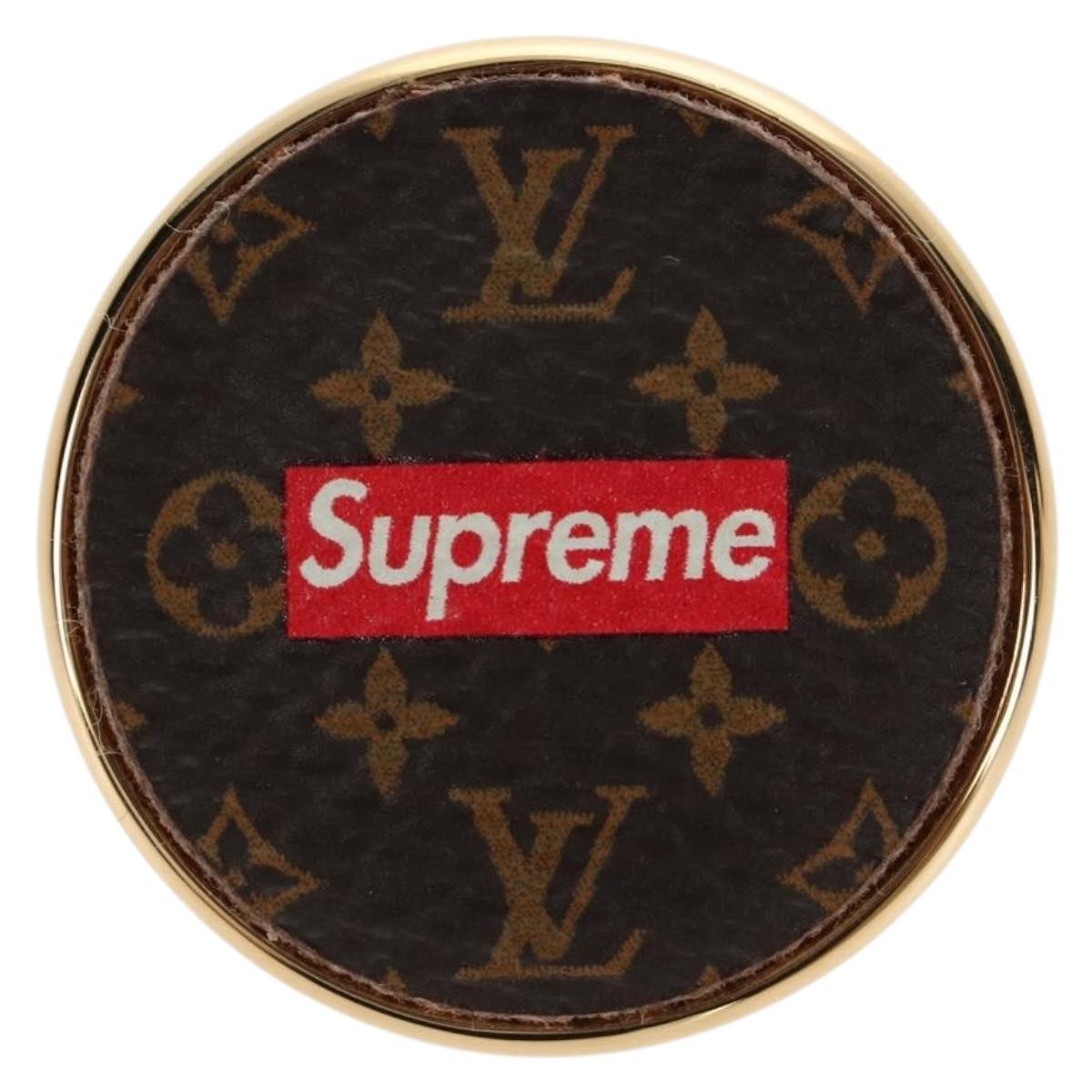 LOUIS VUITTON Monogram LVxSupreme Brooch Pin 2 Set Red LV Auth 128511SAM