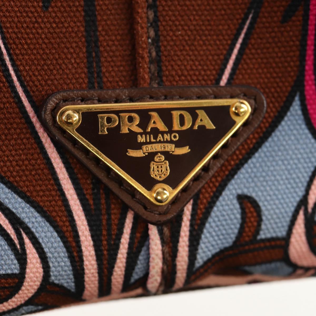 PRADA Flower Canapa PM Hand Bag Canvas 2way Purple Gold Auth 128519M