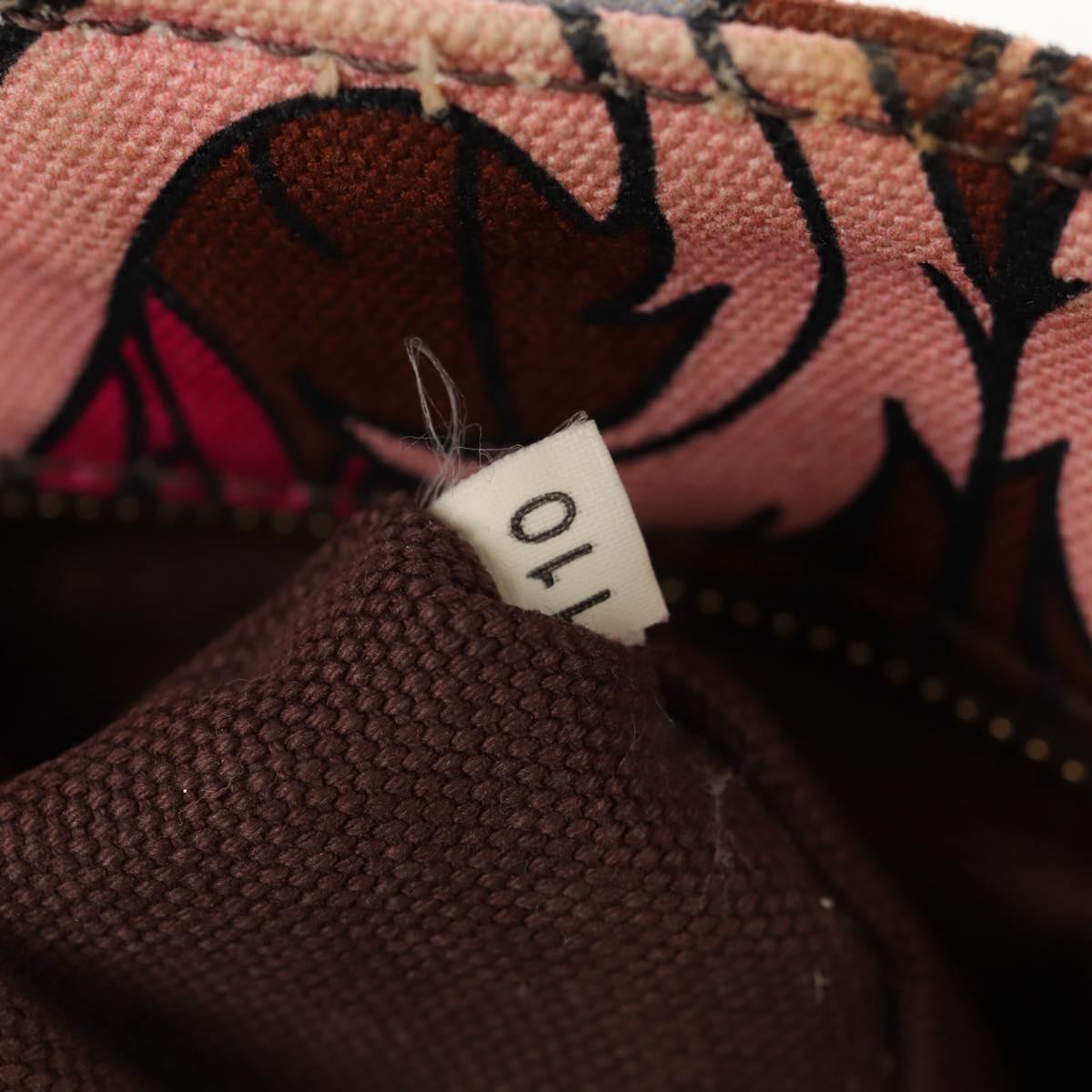 PRADA Flower Canapa PM Hand Bag Canvas 2way Purple Gold Auth 128519M