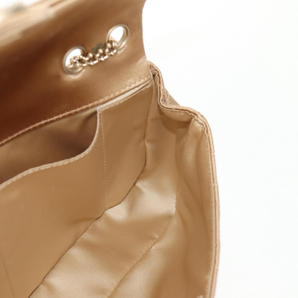 CHANEL Chain Matelasse Shoulder Bag Satin Gold CC Auth 128521M