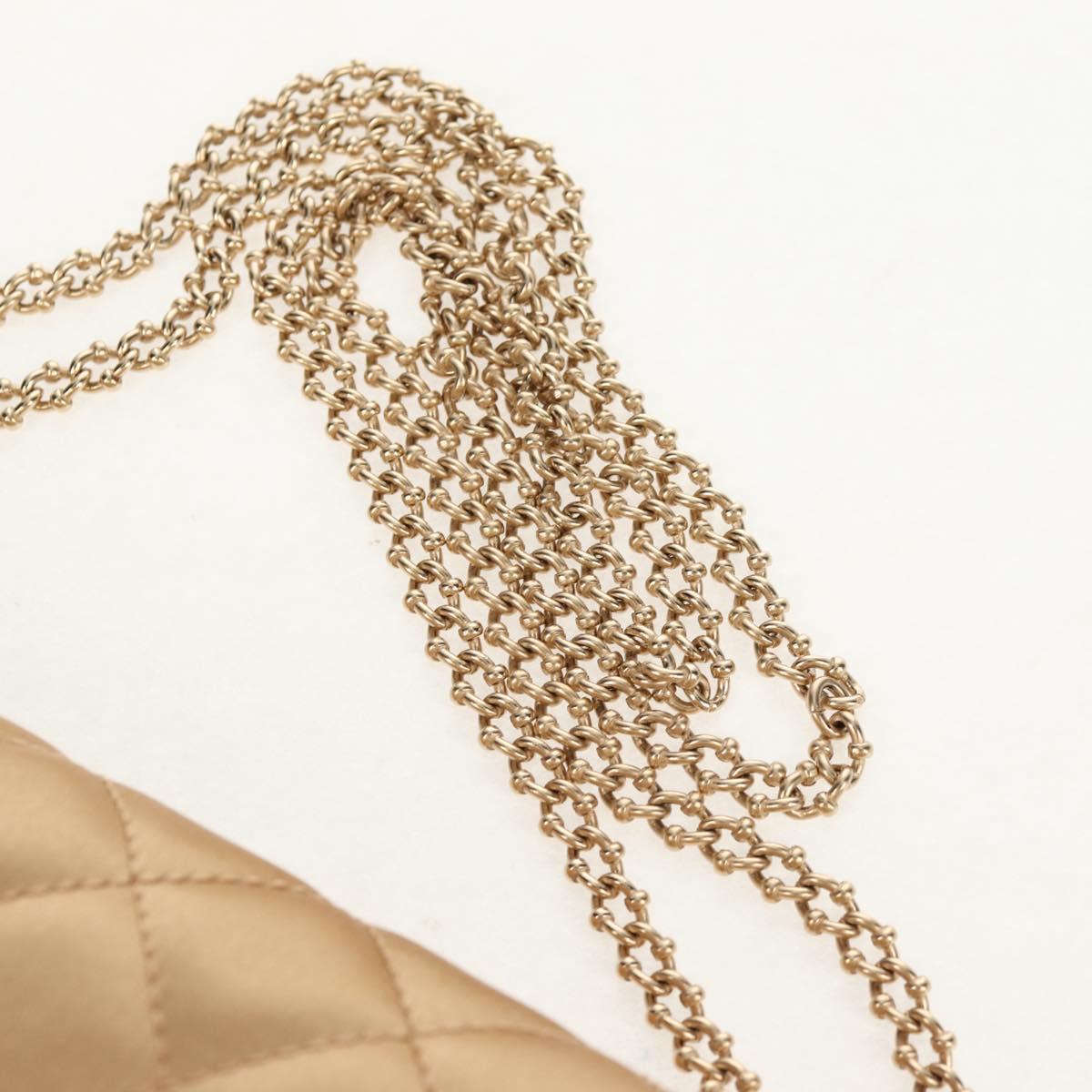 CHANEL Chain Matelasse Shoulder Bag Satin Gold CC Auth 128521M