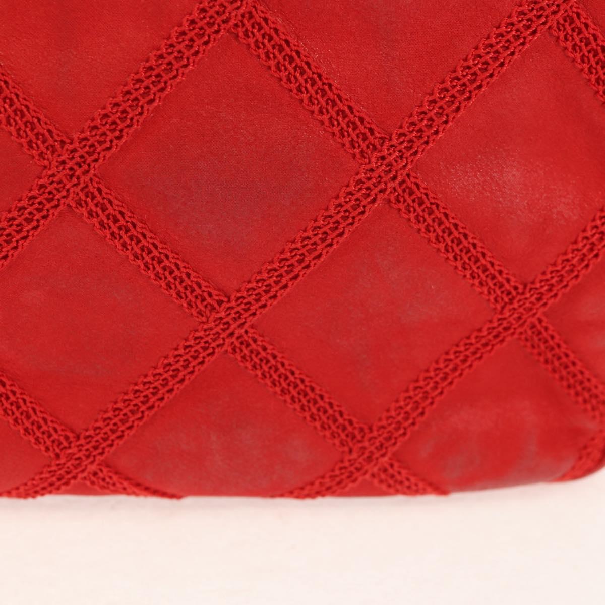 CHANEL Wild Stitch Chain Shoulder Bag Leather Red CC Auth 128522M