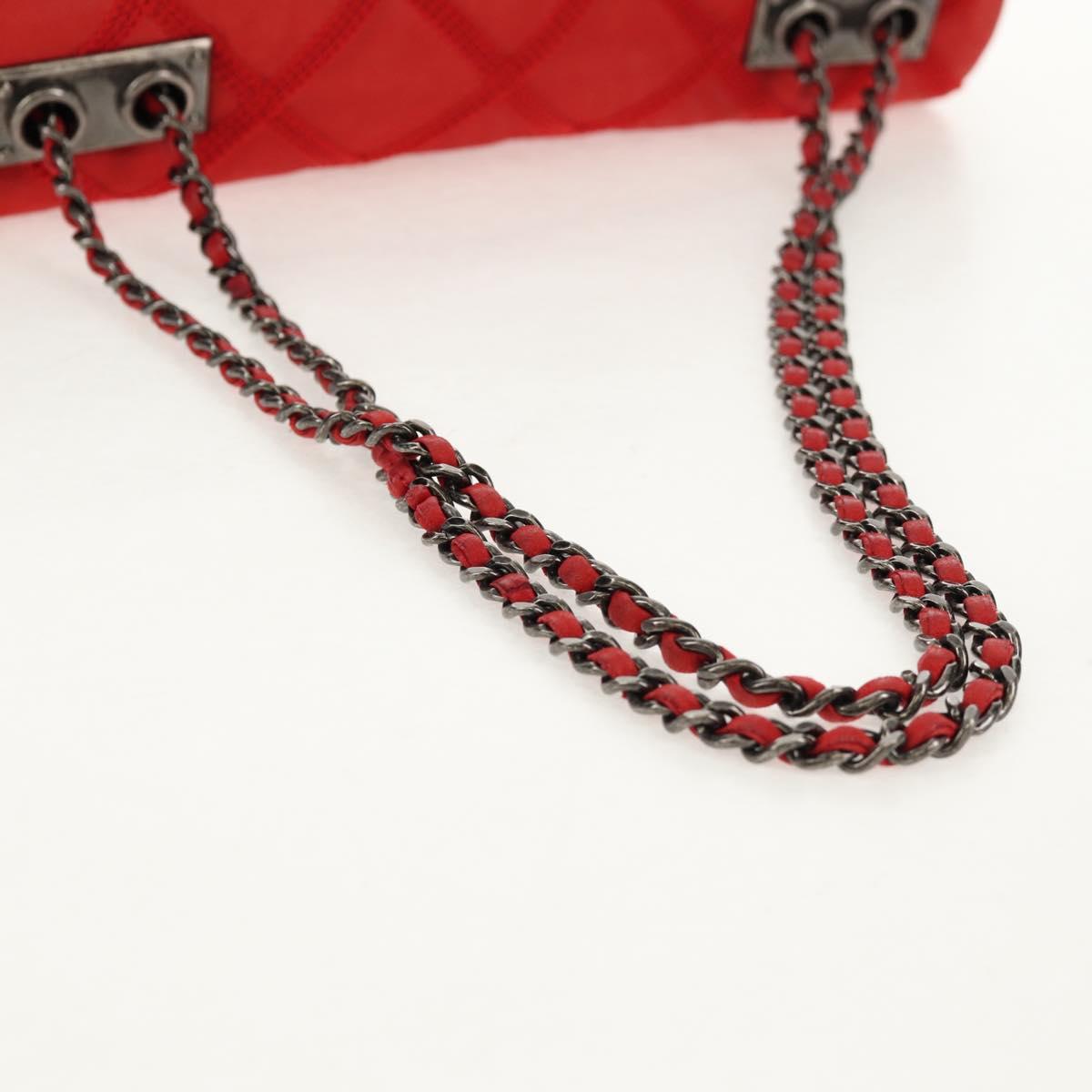 CHANEL Wild Stitch Chain Shoulder Bag Leather Red CC Auth 128522M