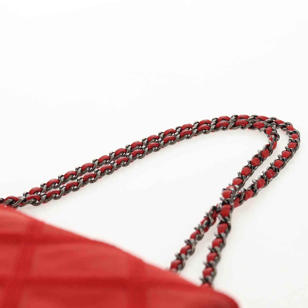 CHANEL Wild Stitch Chain Shoulder Bag Leather Red CC Auth 128522M