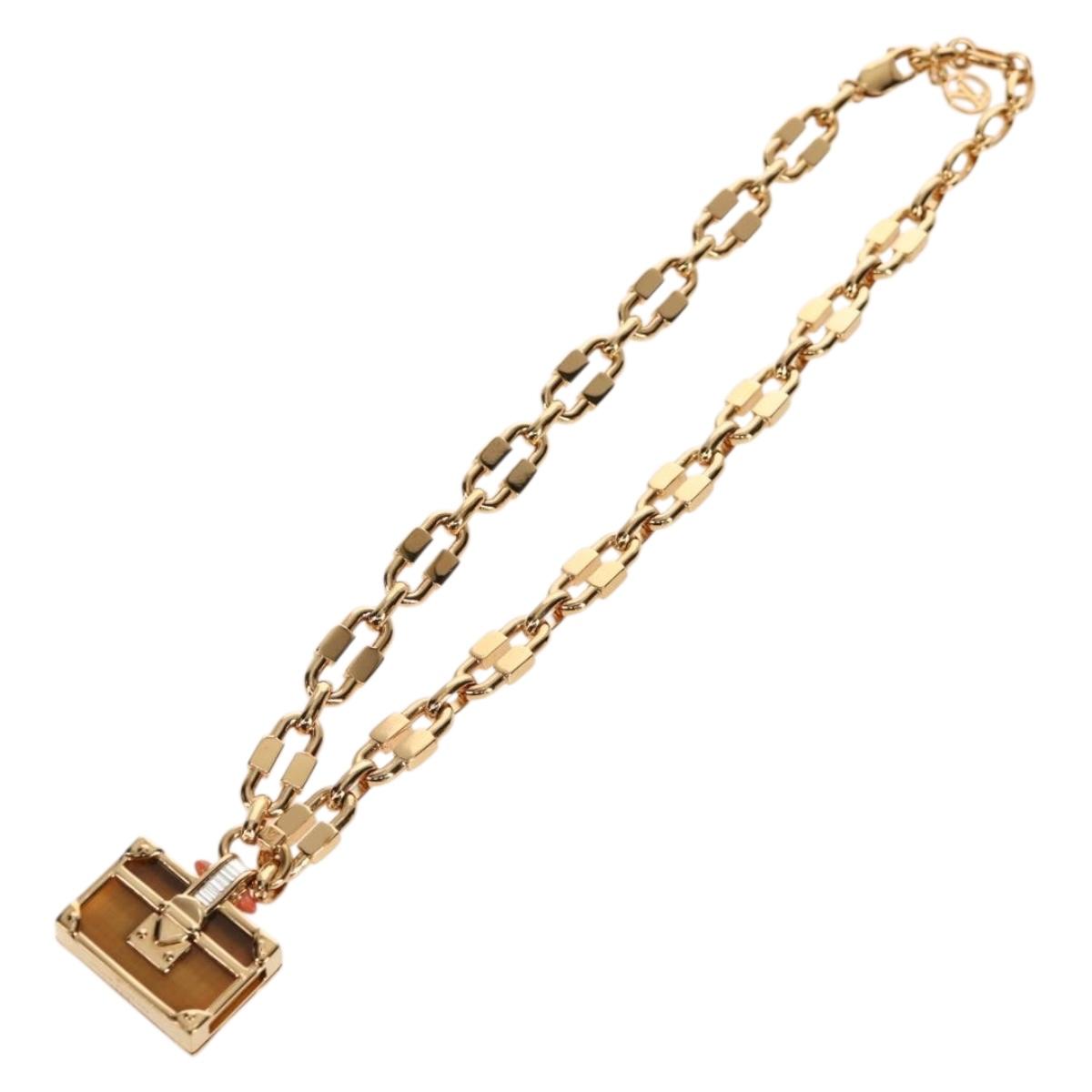 LOUIS VUITTON Petite Malle Necklace Bag Motif metal Gold M62814 LV Auth 128529M
