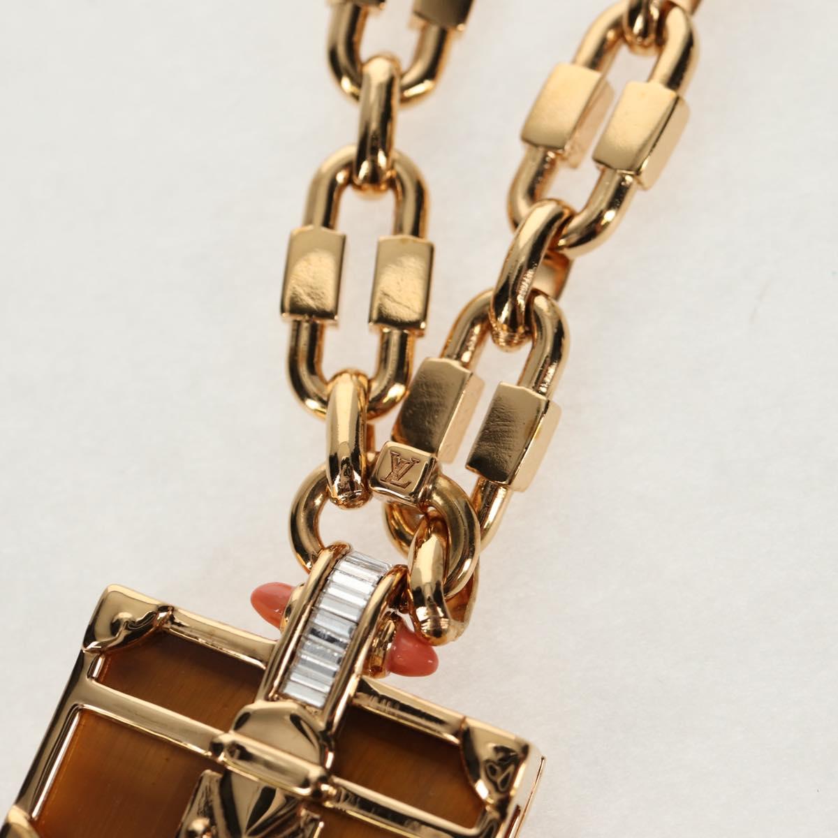 LOUIS VUITTON Petite Malle Necklace Bag Motif metal Gold M62814 LV Auth 128529M