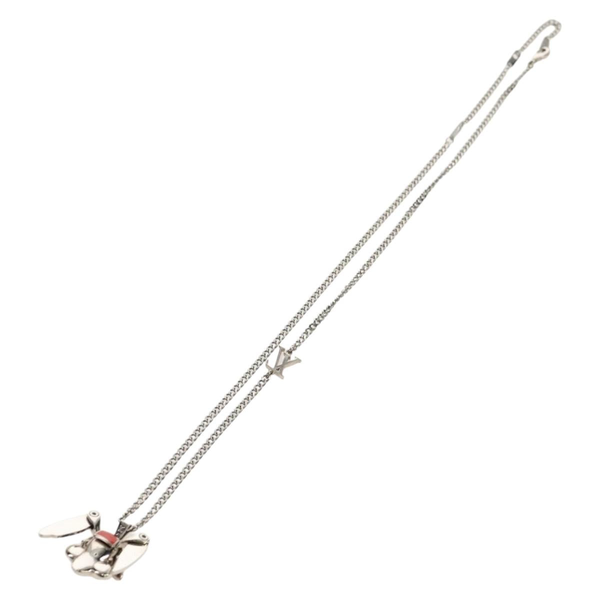 LOUIS VUITTON Necklace LV Collier Rabbit Necklace metal Silver LV Auth 128541SM