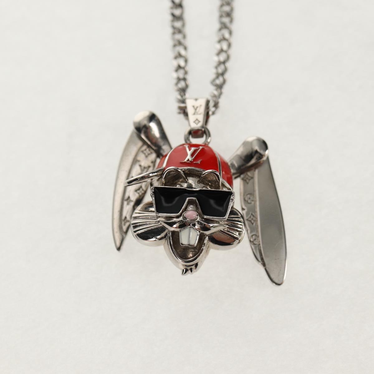 LOUIS VUITTON Necklace LV Collier Rabbit Necklace metal Silver LV Auth 128541SM